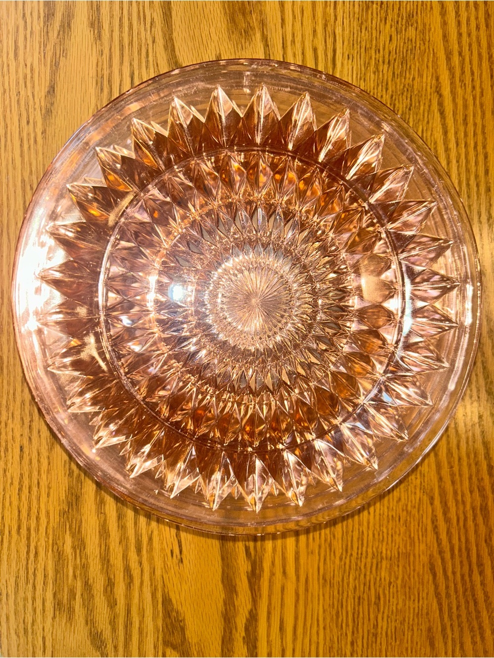 Set of 8 Windsor Diamond Pink by Jeanette Glass Plates - Depression Glass -NICE
